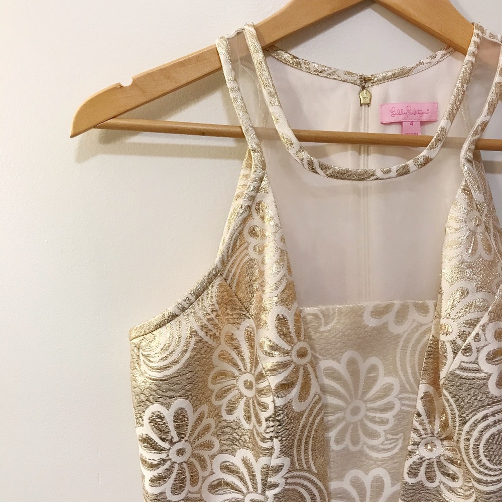 Lilly Pulitzer | Gold Elsie Party Dress Small
